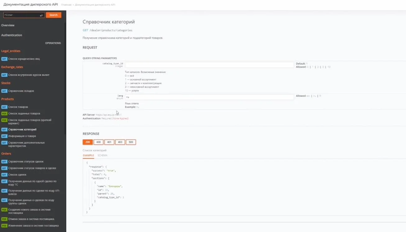 Документация API Equip.me